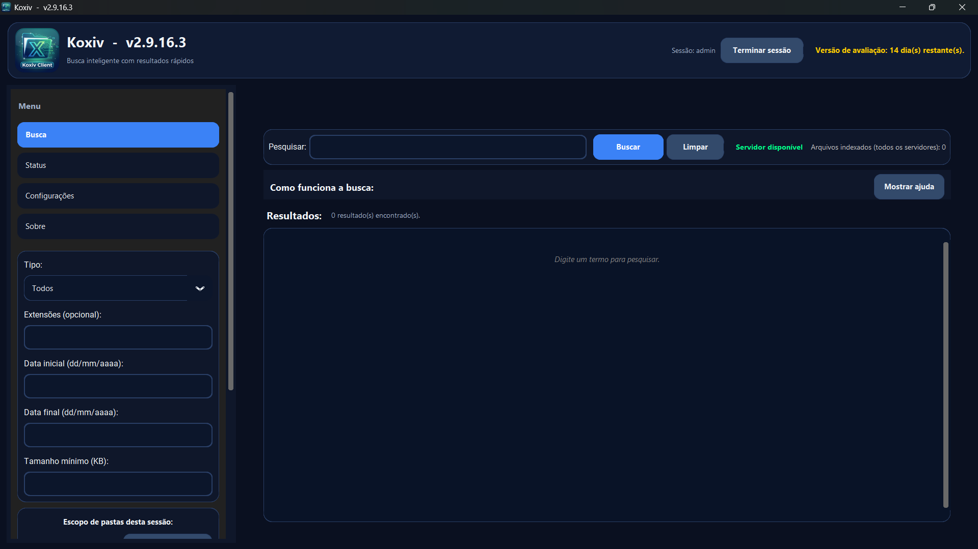 Koxiv — Client with search and results list