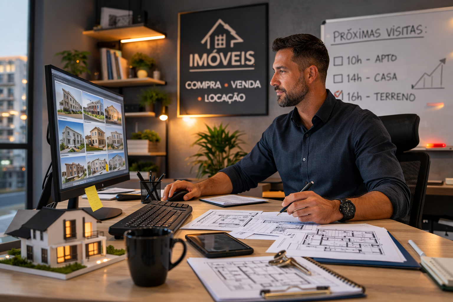 Corretores de imóveis usando o FileMate